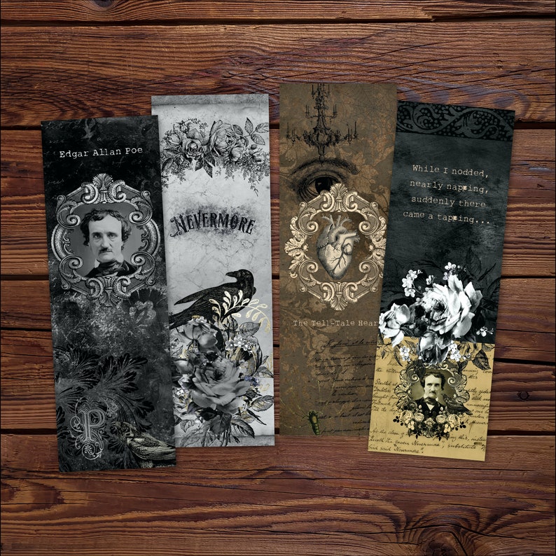 gothic horror bookmark bundle digital printable bookmarks etsy