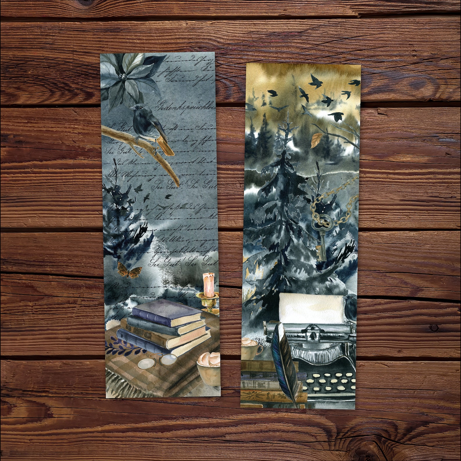 dark academia bookmarks printable book gift for reader etsy