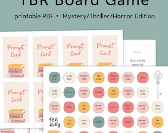 Printable Thriller TBR Board Game with Reading Prompts, Reading Challenge – DOWNLOAD