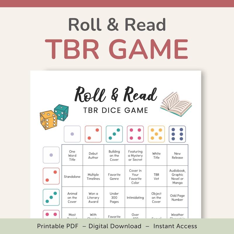 Tbr Sign Tbr Reading Dice - Etsy