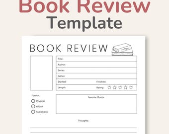 Book Review Template, Reading Journal, PDF – DOWNLOAD