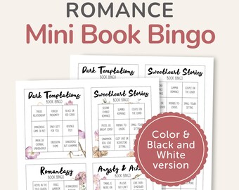 Romance Mini Book Bingo Printable, TBR Game, Reading Prompts, What to Read Next, PDF – DOWNLOAD