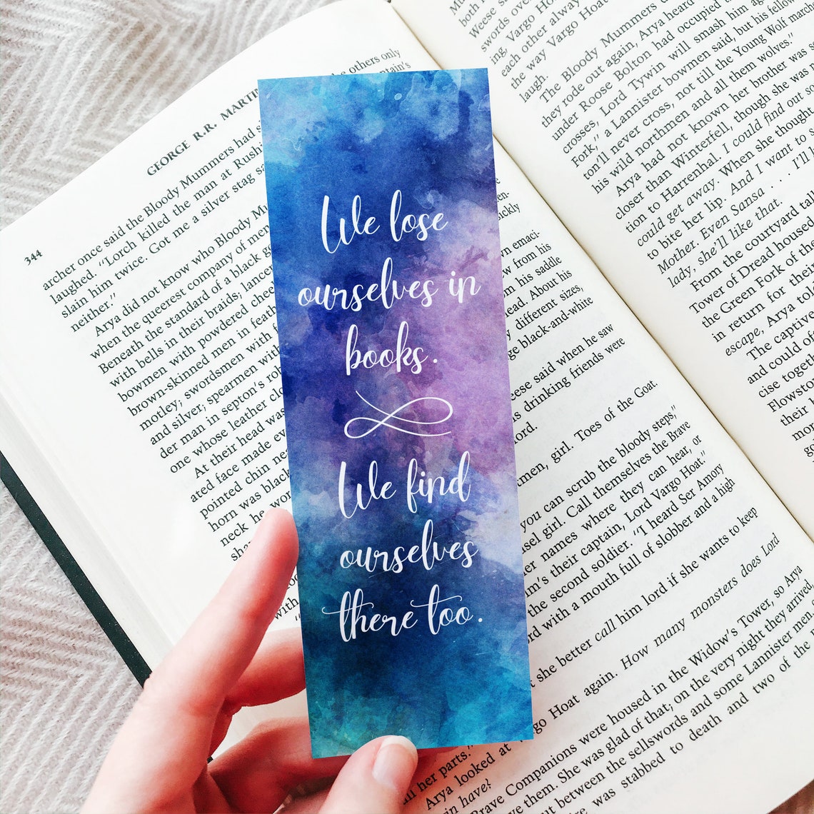 Watercolor Bookmarks Printable, Bookish Bookmarks Book Quote, Literary Gifts for Readers, Unique ...