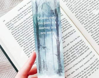 Forest Printable Bookmark with Quote, Watercolor Bookmark for Books, Nature Book Lover Gifts for Readers, Fantasy Reading Gift, DOWNLOAD
