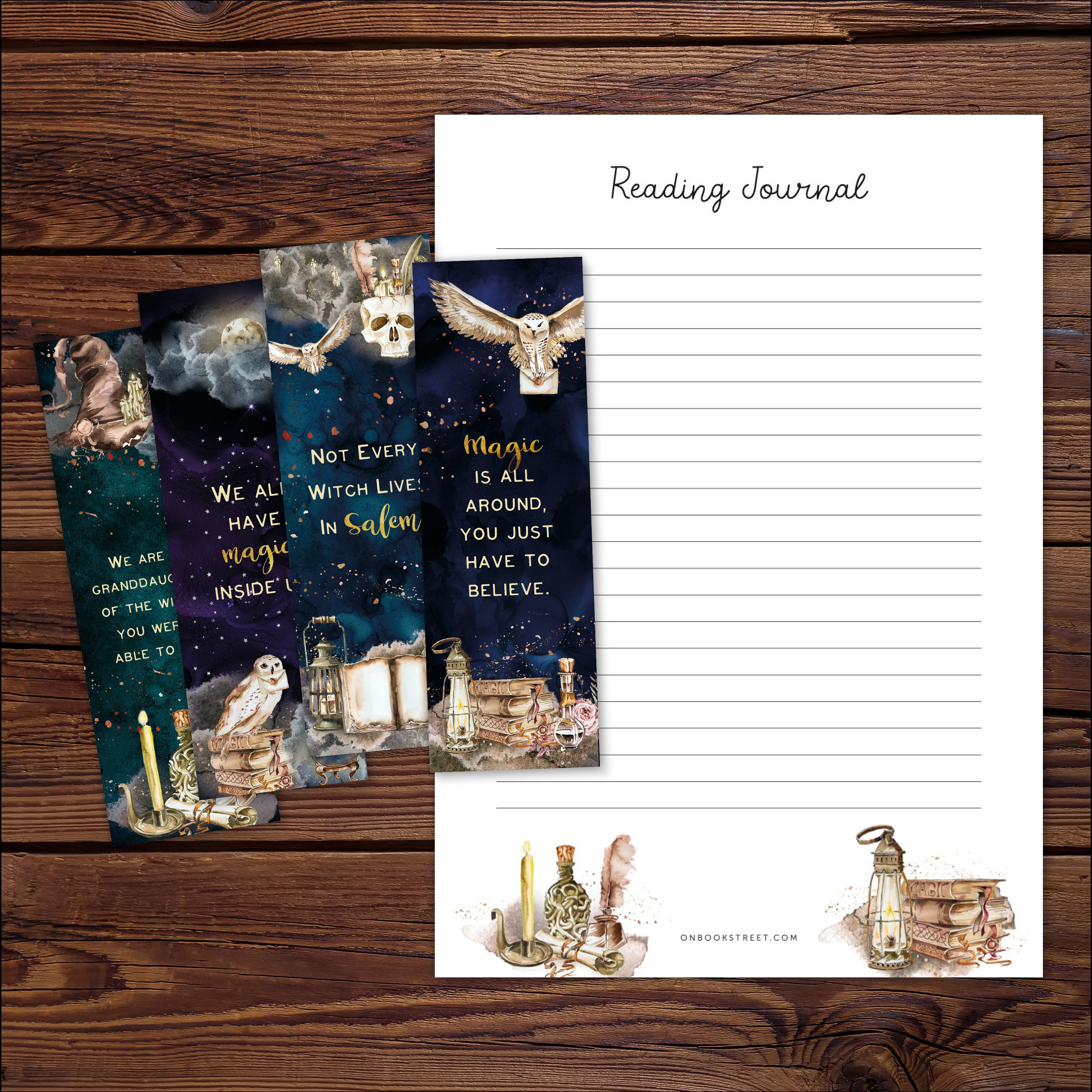 Witch Gift Set for Book Lovers, Printable Bookmarks & Reading Journal, DOWNLOAD Etsy