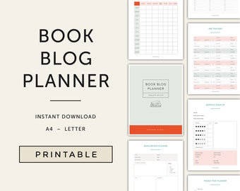 Book Blog Planner Kit, Blog Organizer, Book Blogger Blog Bundle, Reading Planner, Book Review Journal, Blog Planning, PDF Instant DOWNLOAD