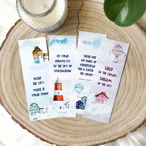 Pastel bladwijzerset met inspirerende citaten, cadeau voor boekenliefhebbers, &quot;In the Clouds&quot; bladwijzer digitaal, PDF – DOWNLOAD