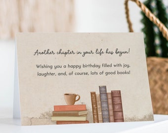 Literary Birthday Card for Book Lovers, Digital Greeting Card Happy Birthday, DOWNLOAD