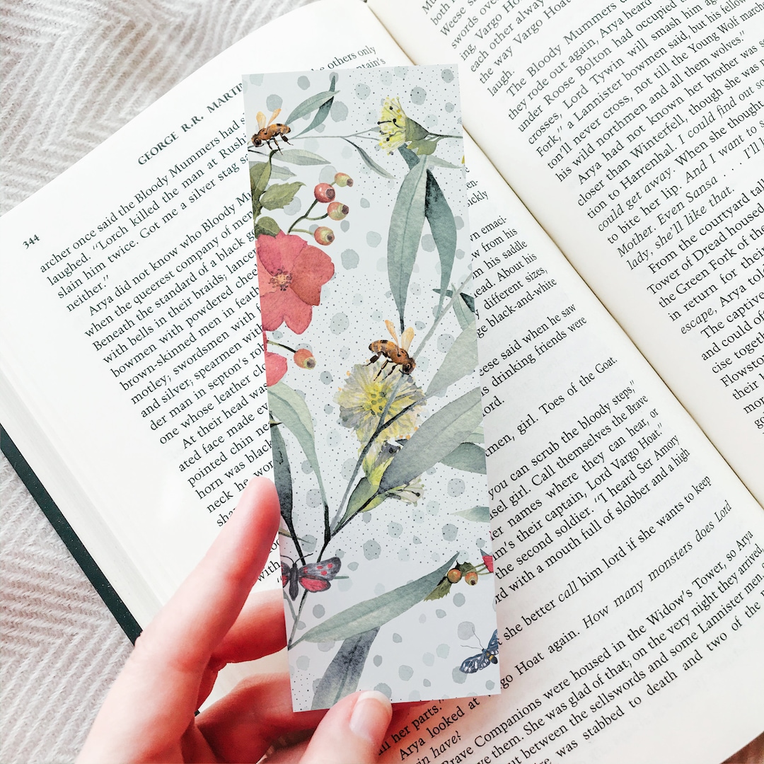 Bee Bookmark Printable, Spring Bookmark Floral, Bookish Gifts for ...
