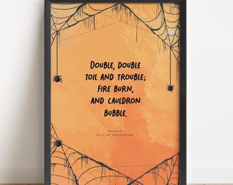 Literary Print Halloween Decor, Shakespeare Quote Poster Macbeth, DOWNLOAD