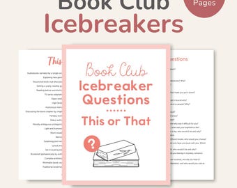 Book Club Icebreaker Questions, This or That, Conversation Starters, PDF – DOWNLOAD
