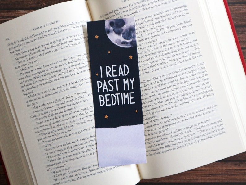 printable bookmarks moon phases quotes i read past my bedtime etsy