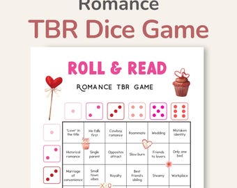Romance TBR Game with Reading Prompts, Reading Challenge, What to Read Next, Bookish Printable Dice Game – DOWNLOAD