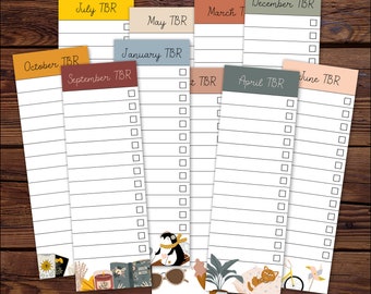 Monthly TBR Bookmarks Printable, Reading List Bookmark Set, PDF – DOWNLOAD