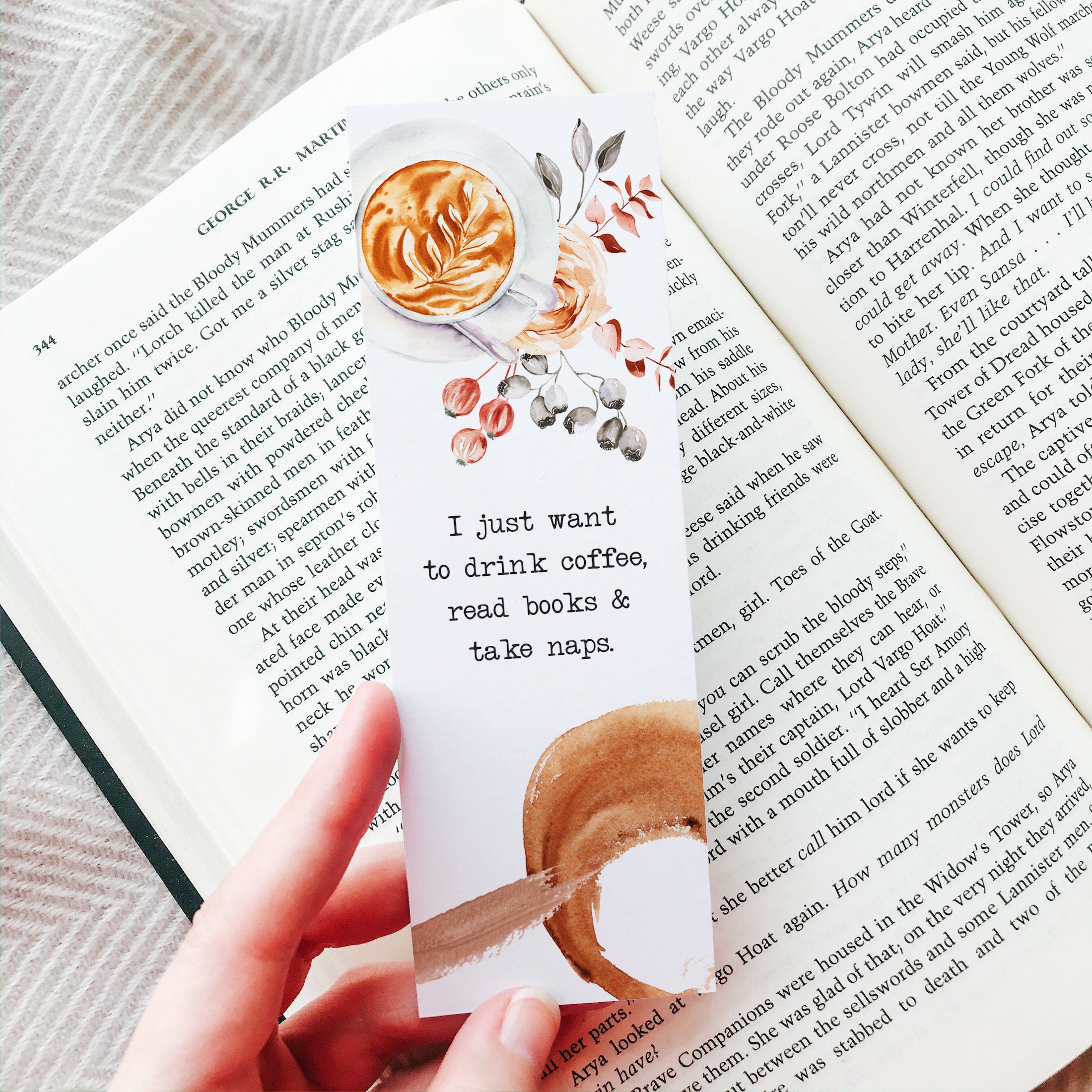 Coffee Bookmarks Printable Bookish Gifts for Readers Digital Etsy