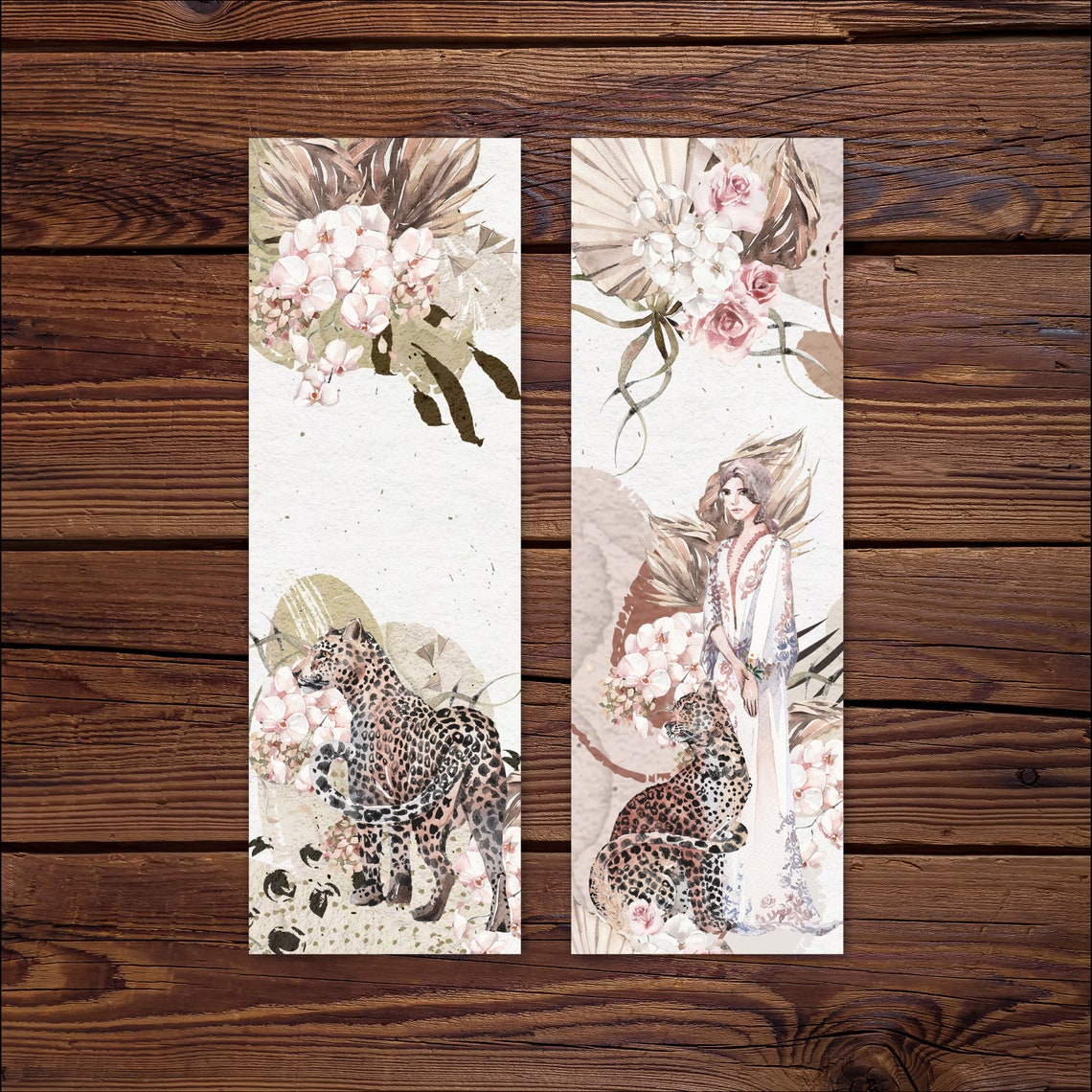 Leopard Printable Bookmark Set Boho Floral Digital Bookmark | Etsy