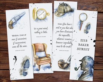 Sherlock Holmes Bookmark Set, Printable Bookmarks Sherlock Holmes Gift for Readers, Literary Reading Gifts for Book Lovers, Digital DOWNLOAD