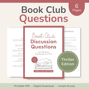 Thriller Book Club Questions, 85 Mystery Discussion Questions as Conversation Starters, PDF – DOWNLOAD