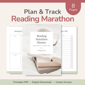 Reading Marathon Planner with 50+ Prompts, Book Blogger - BookTube - Bookstagram, Reading Challenge, Reading Tracker, PDF - DOWNLOAD