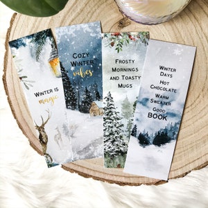 Winter Bookmark Set, Printable Bookmarks for Readers, Book Lover Gift Stocking Stuffer, Snow Winter Landscape Book Marker, DOWNLOAD
