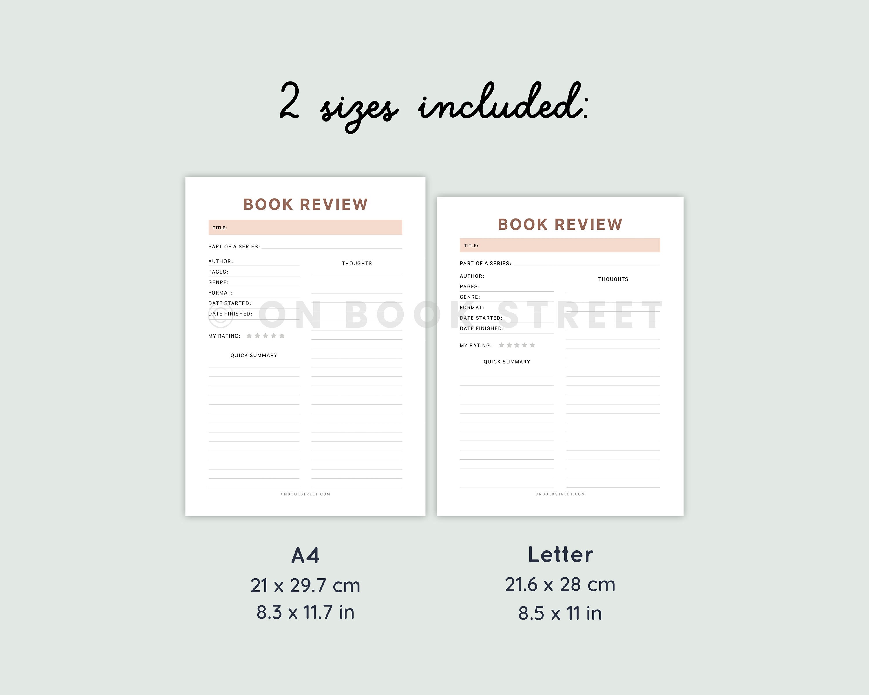 Printable Book Review Template, PDF DOWNLOAD - Etsy