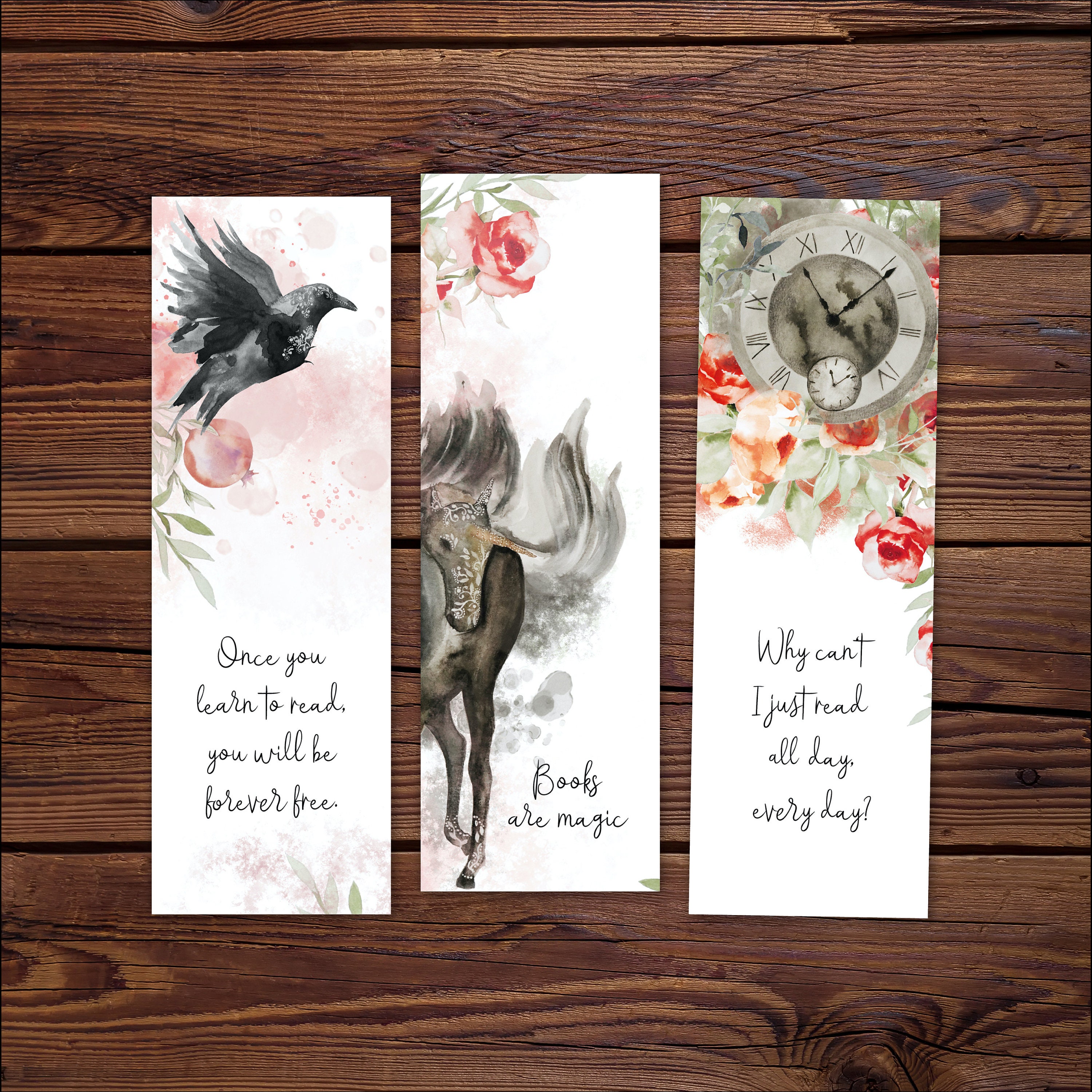 printable bookmarks with quotes watercolor bookmark art etsy