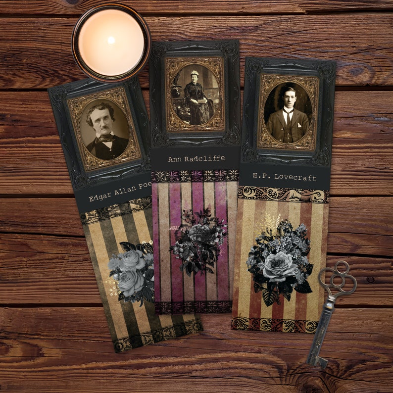 gothic horror bookmark set digital printable bookmarks etsy