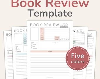 Book Review Template Printable, Reading Journal, PDF – DOWNLOAD