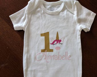 Unicorn 1st Birthday/Cake Smash Bodysuit