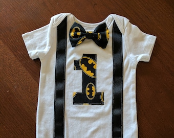 Batman 1st Birthday/ Cake Smash Bodysuit
