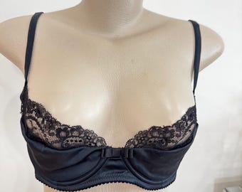 Sujetador balconette vintage de Dolce & Gabbana, de satén negro y encaje – Aprox. 32C, Dolce & Gabbana