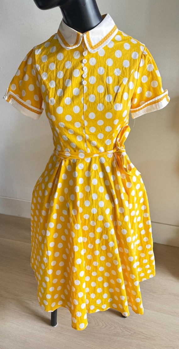 Robe vintage pour fille à pois, années 50, manches courtes, col