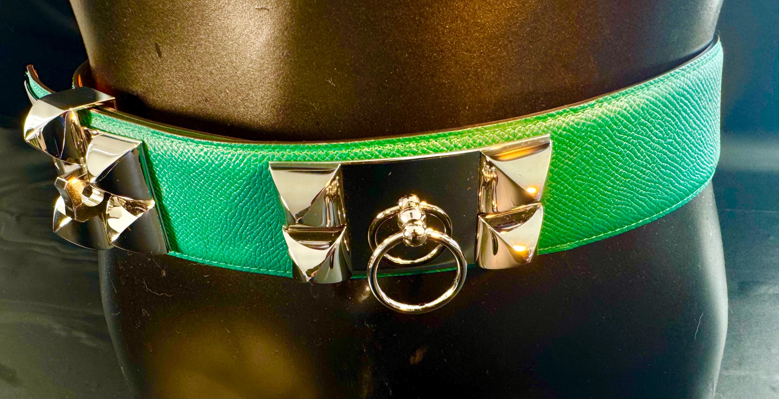 Vintage Hermès Collier De Chien Belt – Malachite Epsom 