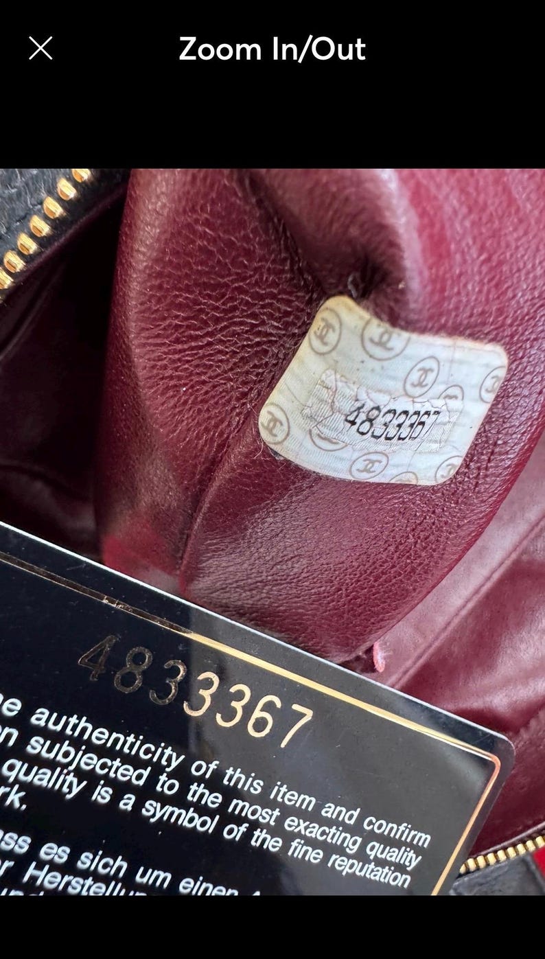 CHANEL Black circa 1997 with authenticity card, Chanel vintage tote bag, 1997 Vintage Chanel, Chanel Iconic tote image 12