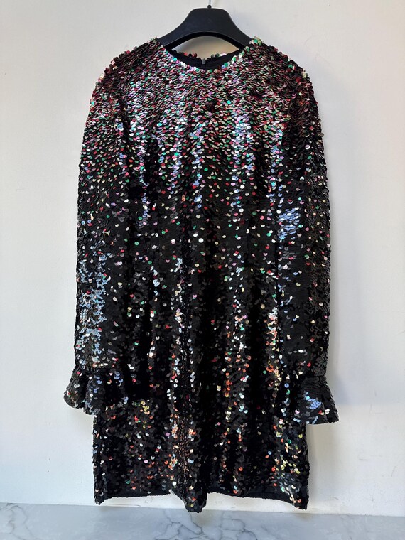 black iridescent sequin dress Fitted Iridescent Sequin Slit Gown by Elizabeth KGL3150