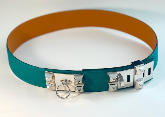 Vintage Hermès Collier De Chien Belt – Malachite Epsom  display picture 2