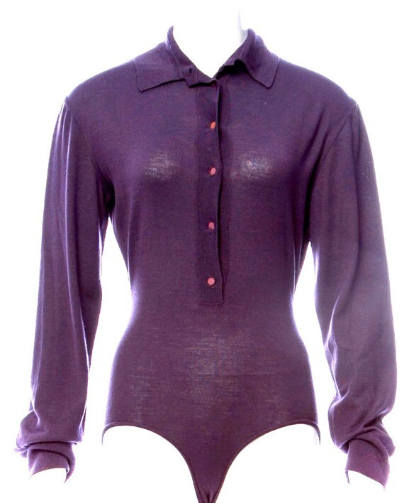 Alaia Wool Bodysuit Size XS Deep Purple Vintage, A