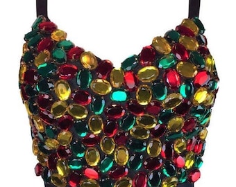Dolce And Gabbana Runway Rainbow Crystal Bustier Bra Top, Bustier, Vintage, Dolce And Gabbana