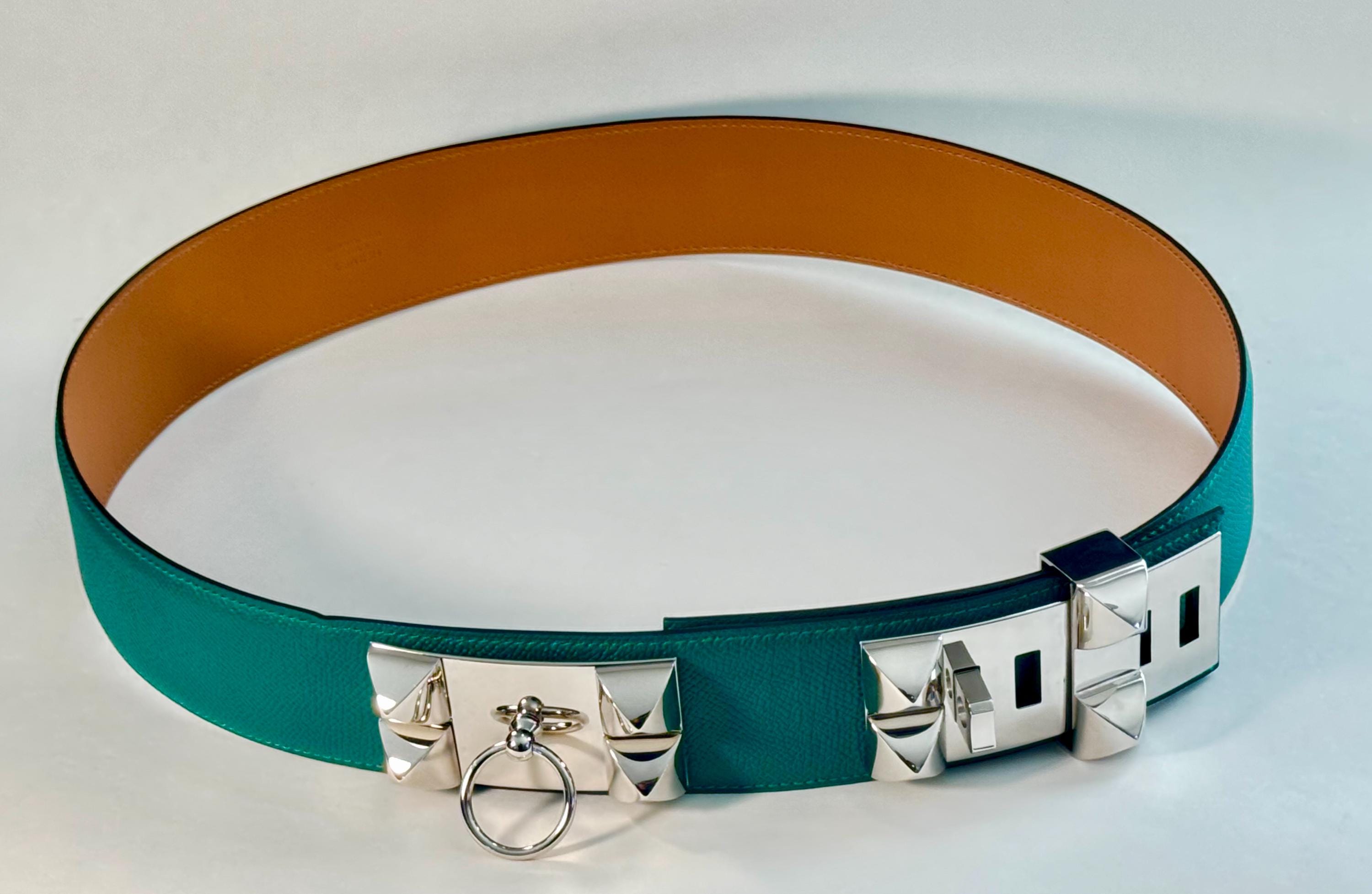 Vintage Hermès Collier De Chien Belt – Malachite Epsom  display picture 2