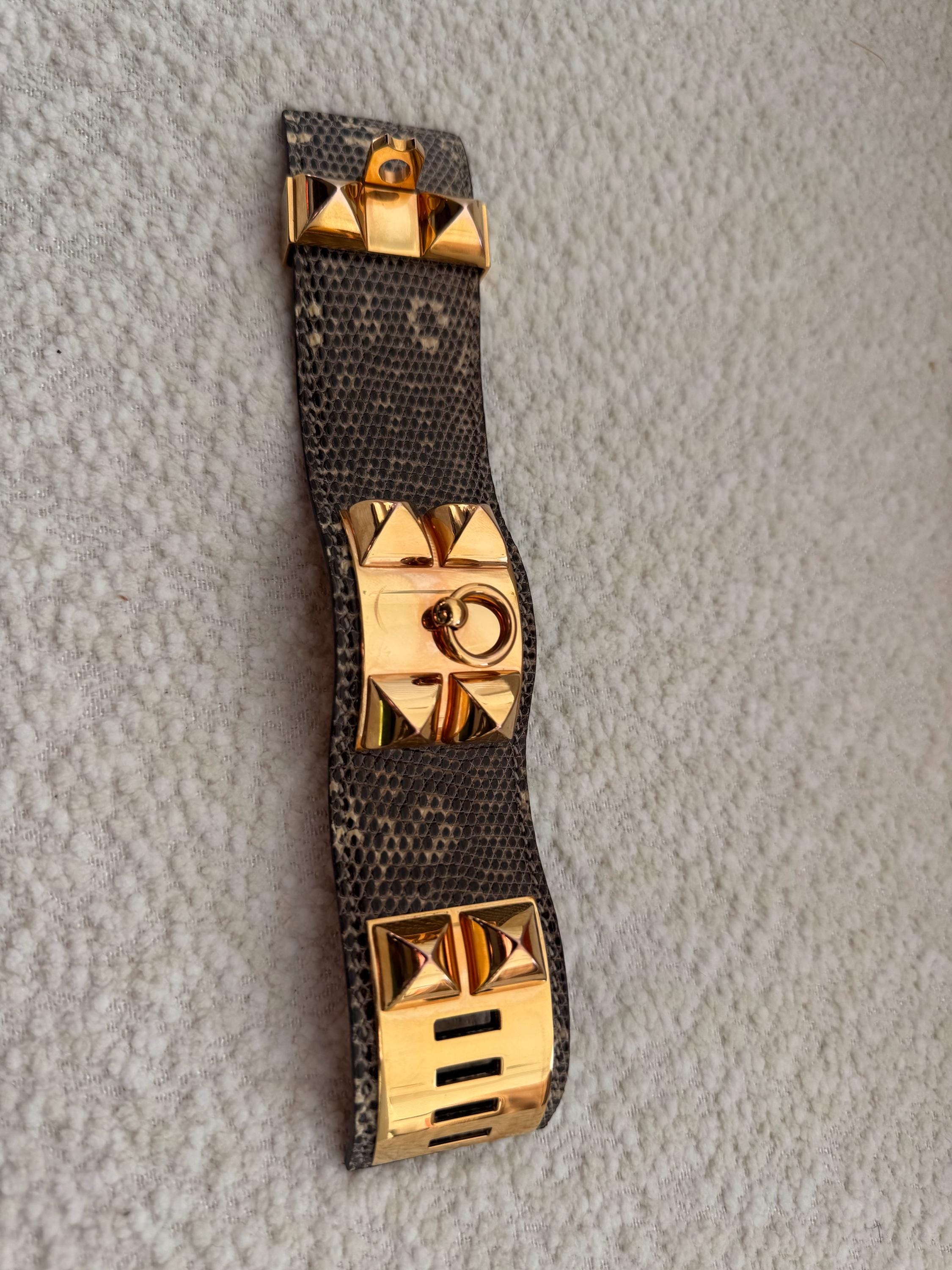Hermes Vintage Lizard Collier De Chien CDC Bracelet Box, Vintage