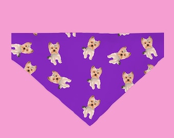 Dog Breed Pattern Bandana, Slip-On Pet Collar Accessory