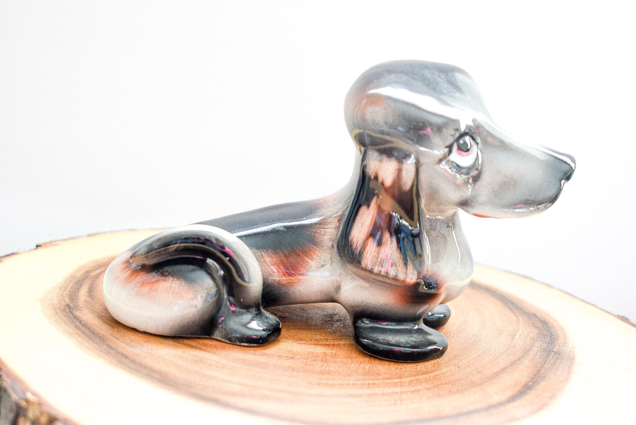 J. W. Co. Dachshund Figurine, Porcelain Figurine, Dachshund