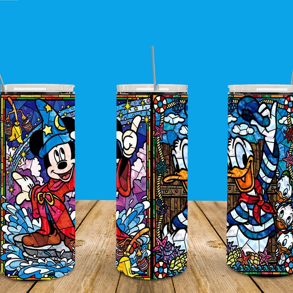 20 oz  Mickey and Donald Stained glass
