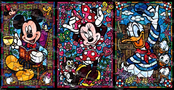 12 Oz 2 Mickey, Minnie and Donald Stained Glass Designs - Etsy