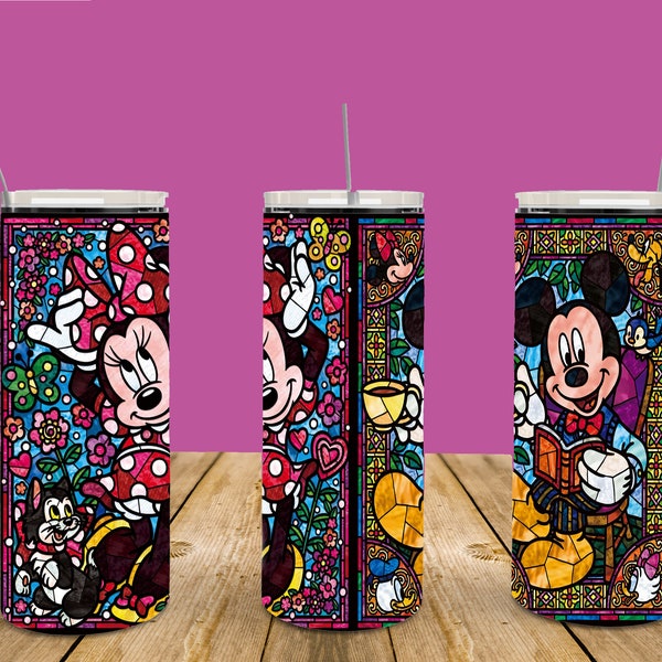 20 oz Mickey et Minnie vitrail