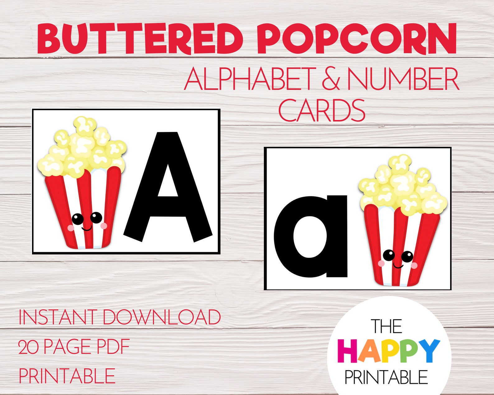 Buttered Popcorn Alphabet Cards / ABC Flashcards / Preschool Etsy