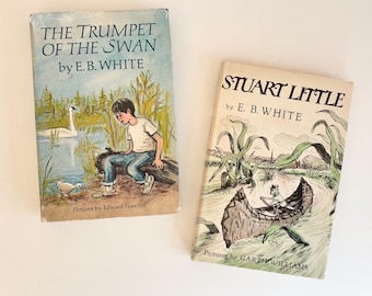 Stuart Little and The Trumpet of the Swan by E.B. White, Set of 2 Hardcover Books // Vintage Book Club Editions