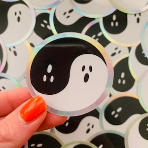 Spooky Yin Yang Holographic Sticker