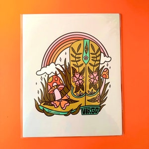Virgo Cowboy Boot Art Print