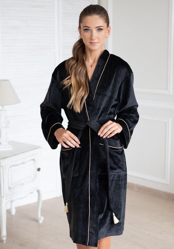 Velour dressing gown - Cream - Ladies | H&M IN